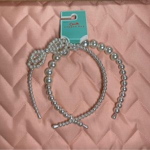 62- Copper Key Set of 2 Faux Pearl Headbands
